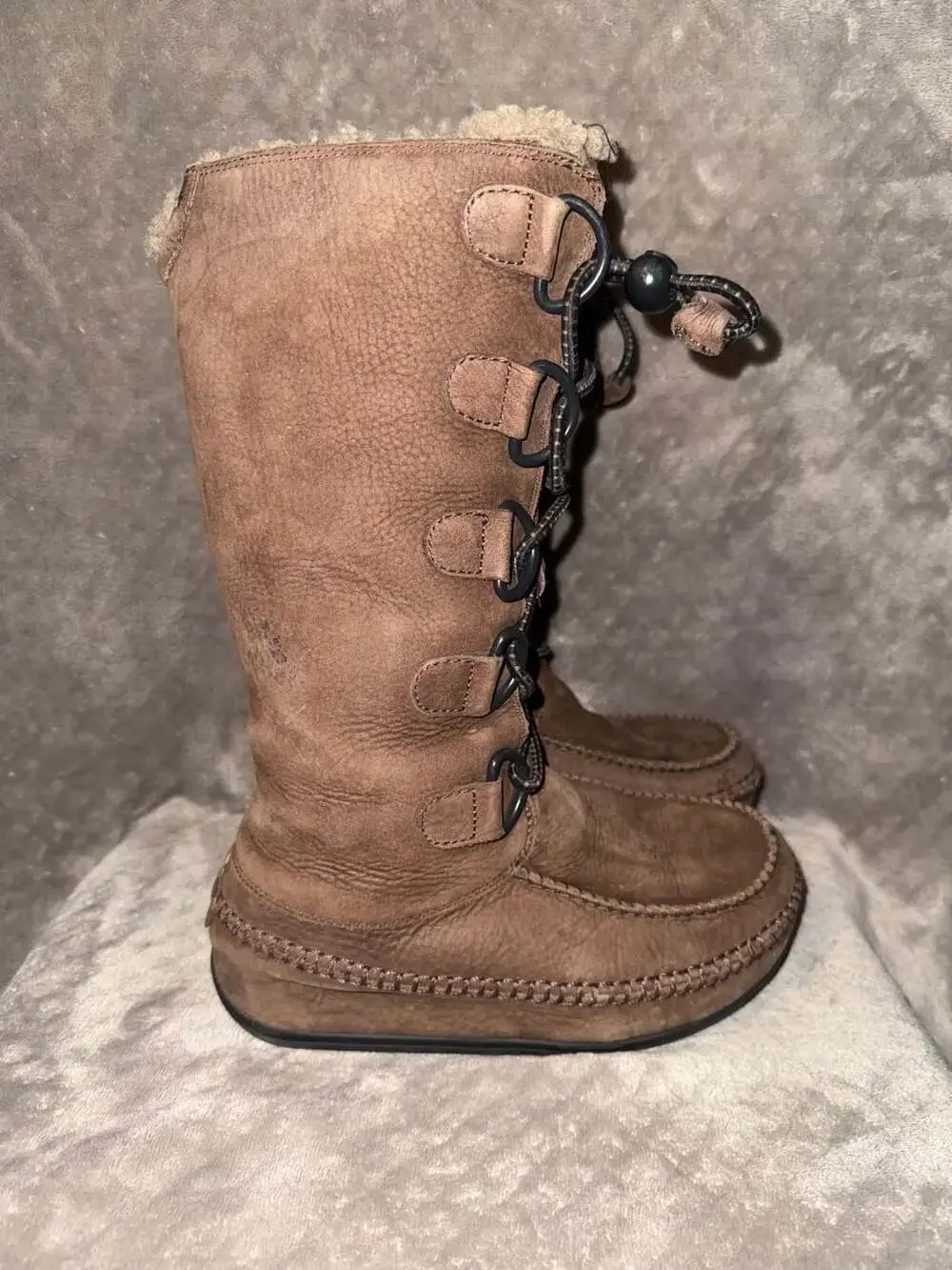 FitFlops Tall Mukluk Moc 2 Shearling Lined Boots Chocolate Brown Womens Sz 6